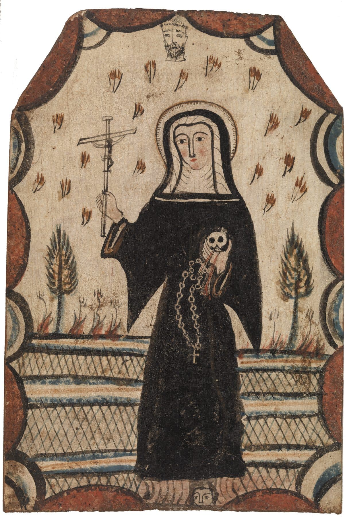 A devotional painting of Saint Rita of Cascia in her Augustinian habit, by Pedro Antonio Fresquís
