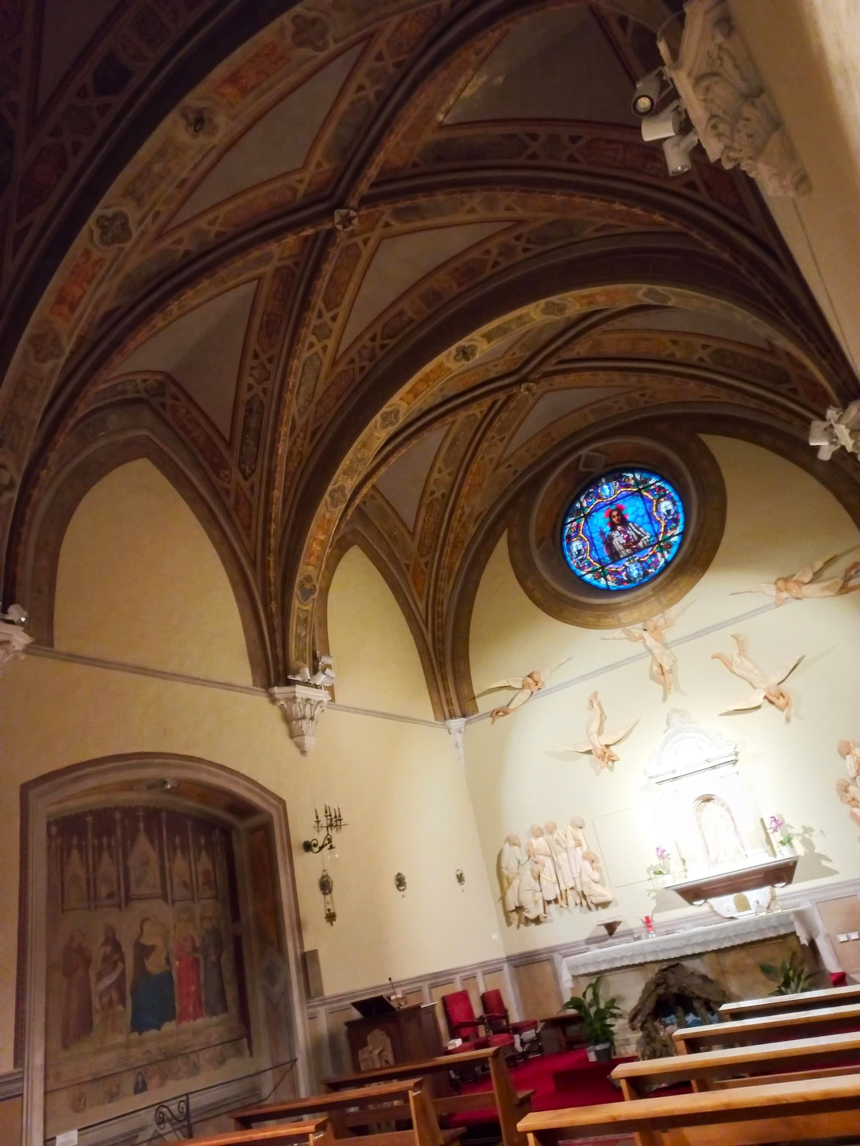 The decorated altar of the Chapel of the Sacred Particles in the Basilica of San Francesco, Siena, where the incorrupt consecrated hosts of the 1730 Eucharistic miracle are venerated.