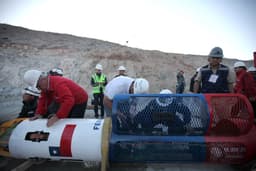 The Fénix rescue capsule, the narrow vertical metal pod used to lift the 33 trapped Chilean miners one at a time to the surface during the October 2010 Copiapó rescue.